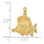 14K Polished Textured Butterfly Fish Charm - Image 3