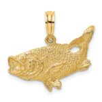 14K 2-D Bass Fish with Tail Up Charm