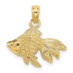 14K 2-D  Textured Goldfish Charm