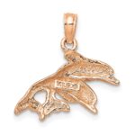 14K Rose Gold Polished Double Dolphins Jumping Left Charm - Image 4