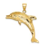 14K Polished and Textured Jumping Dolphin Charm - Image 4