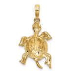 14K Polished and Textured Turtle Charm - Image 4