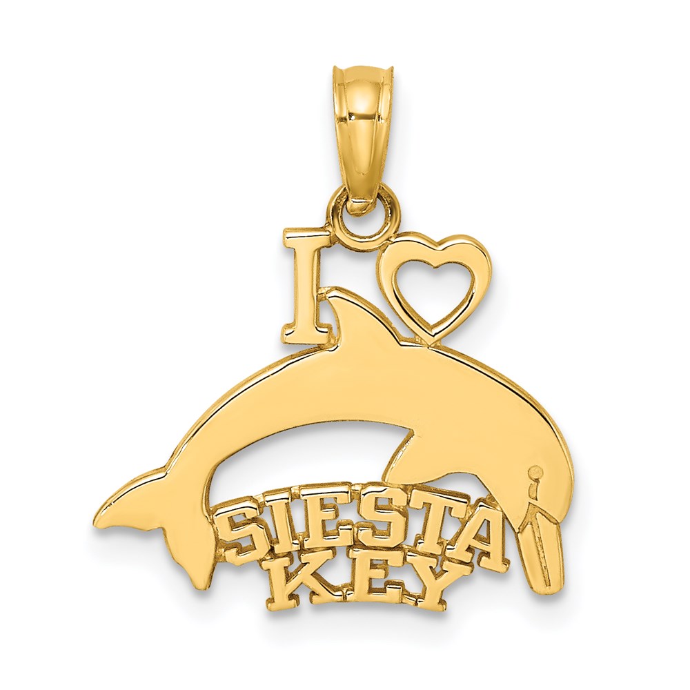 K7778.jpg 14K I HEART SIESTA KEY with Dolphin Charm - Image 1
