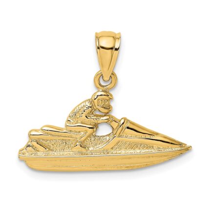 14K Textured 2-D Jet Ski Charm
