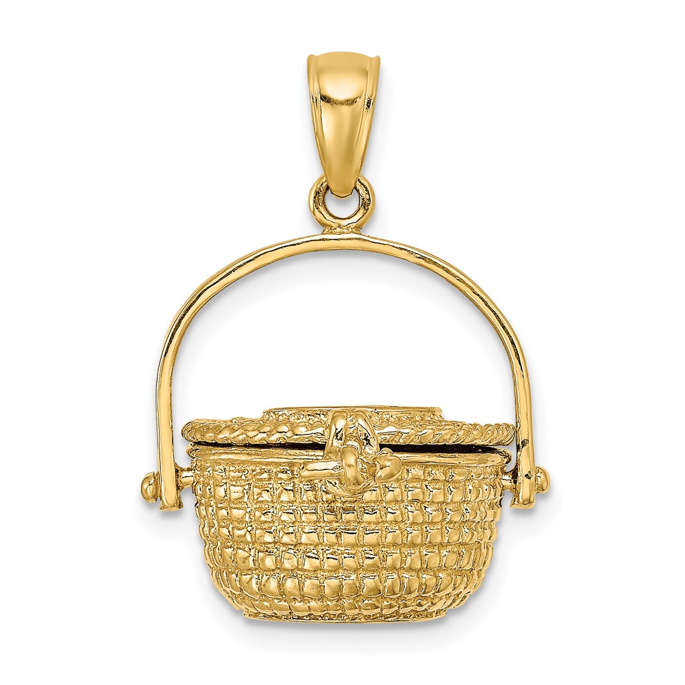 K7801.jpg 14K 3-D Nantucket Basket with Moveable Lid and Handle Charm - Image 1