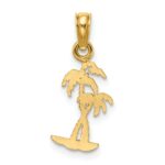 14K Texture Mini Double Palm Trees Charm - Image 4