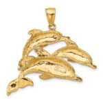 14K Large 2-D Three Dolphins Charm - Image 4