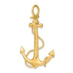 14K 3-D Large Anchor with Rope Charm - Image 5