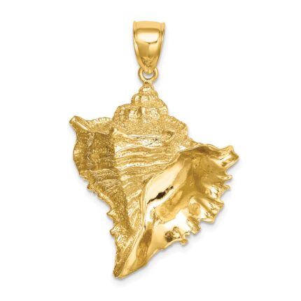 14K Large Textured 2-D Conch Shell Charm