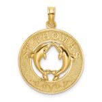 14K ST. THOMAS with Dolphins Round Charm