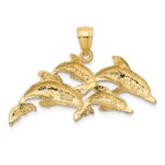 14K Polished Four Dolphins Swimming Charm - Image 4