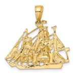 14K 2-D Polished Sailing Ship Charm - Image 4