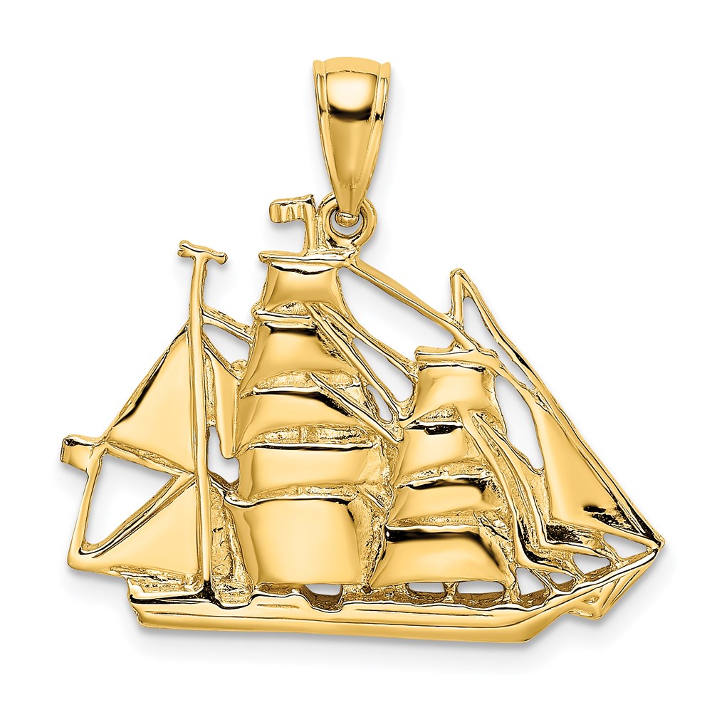 K7851.jpg 14K 2-D Polished Sailing Ship Charm - Image 1