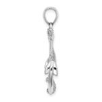 14K White Gold 3-D Polished and Textured Anchor with Rope Charm - Image 2