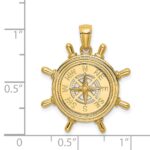 14K Ships Wheel with Nautical Compass Charm - Image 3