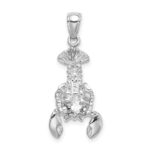 14K White Gold Lobster with Moveable Claws Pendant - Image 4