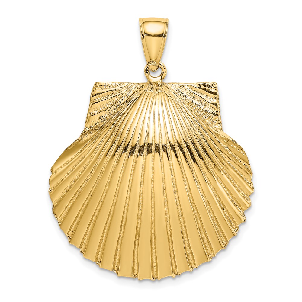 K7901.jpg 14K Large 3-D Textured Scallop Shell Charm - Image 1