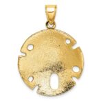 14K Polished and Textured Large Sand Dollar Charm - Image 4