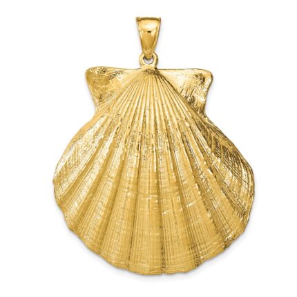 14k Large Scallop Shell Pendant