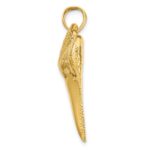14K Large Solid Polished 3-D Shark Tooth Pendant - Image 2