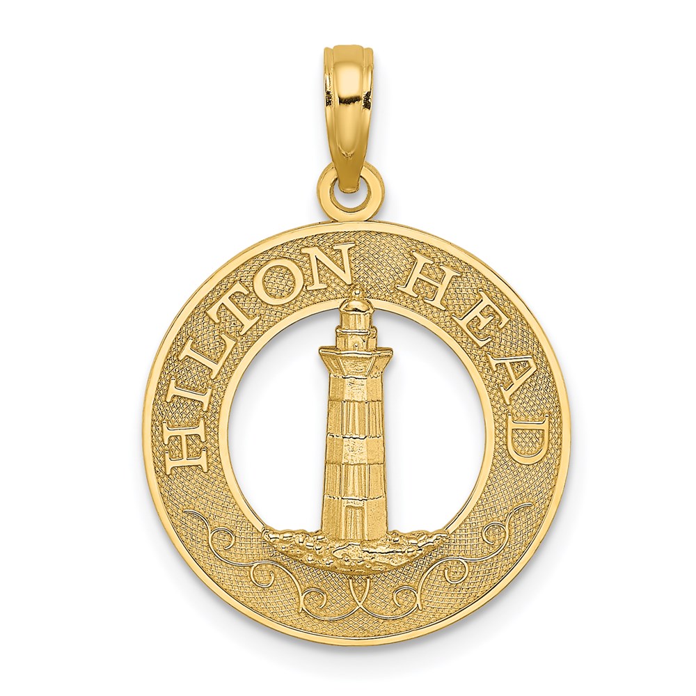 K7919.jpg 14K HILTON HEAD Lighthouse Round Charm - Image 1