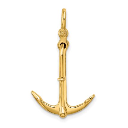 14K 3-D Polished Anchor 2-Piece and Moveable Charm