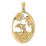 14K Dolphin Jumping in Ocean Scene Charm - Image 4