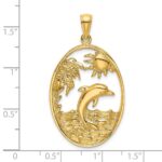 14K Dolphin Jumping in Ocean Scene Charm - Image 3