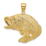 14K Large 2-D Bass Fish Jumping Charm
