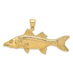 14K Large 3-D Snook Fish Charm