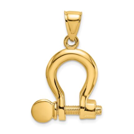 14K 3-D Large Shackle Link with Moveable Screw Charm