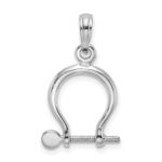 14K White Gold 3-D Small Shackle Link with Moveable Screw Charm