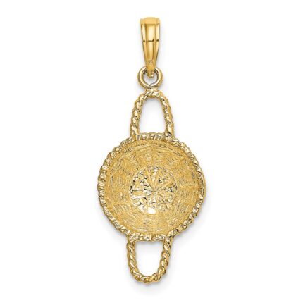 14K 3-D 2 Handles Round Basket Charm