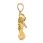 14K 2-D Polished Swimming Manatee Charm - Image 2