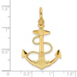14K 3-D Textured Anchor with Rope and Shackle Bail Charm - Image 3