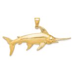 14K Large 3-D Polished and Satin Swordfish Charm - Image 4