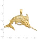 14K Large 3-D Polished  and Satin Blue Marlin Charm - Image 3