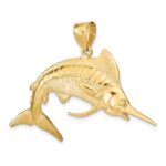 14K Large 3-D Polished and Satin White Marlin Charm - Image 5