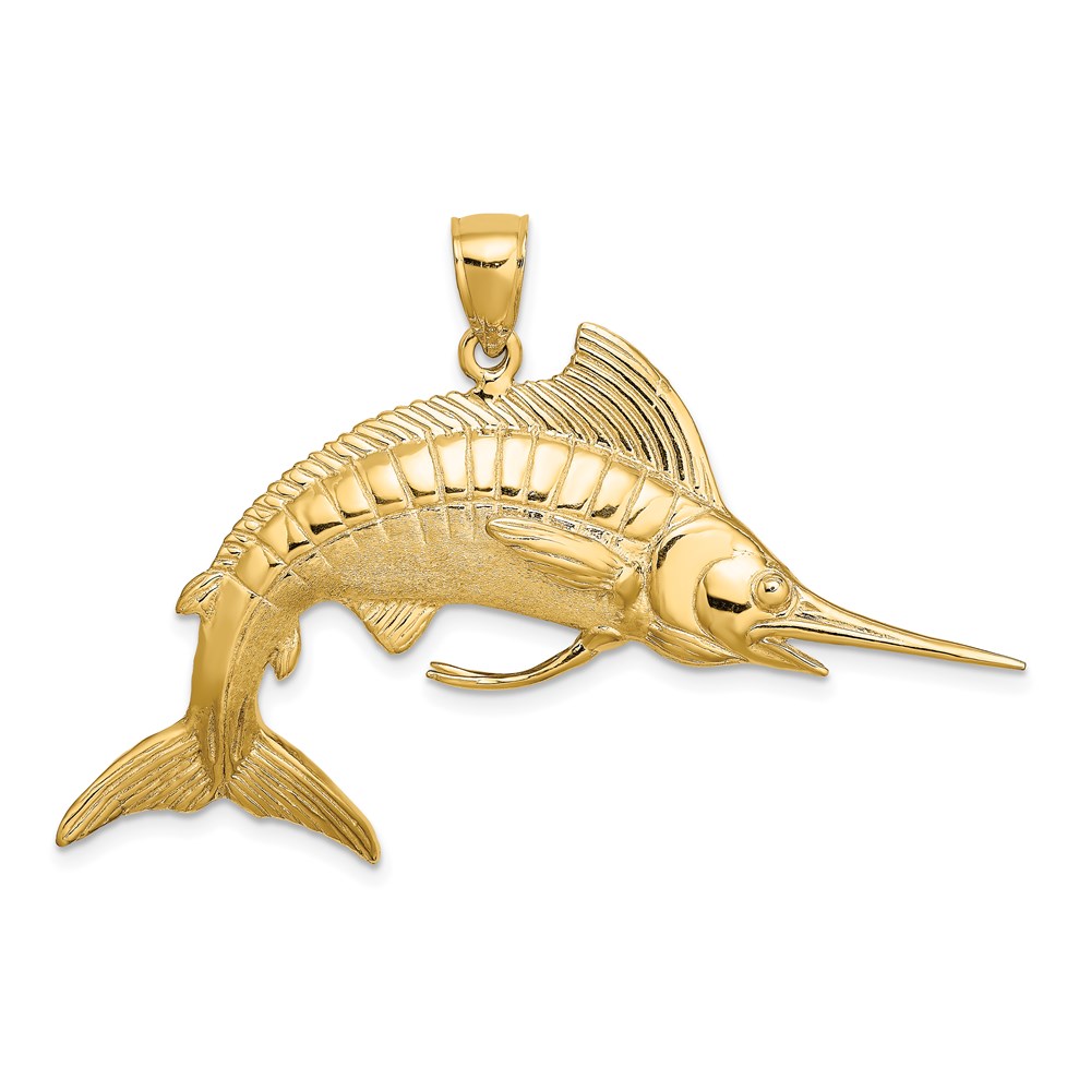 K8015.jpg 14K Large 3-D Polished and Satin White Marlin Charm - Image 1