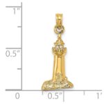 14K 2-D Polished and Textured Lighthouse Charm - Image 3