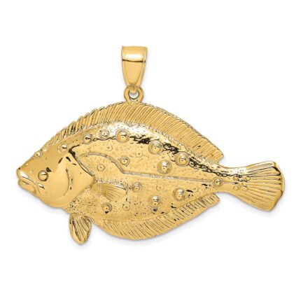 14K Large 3-D Flounder Fish Charm
