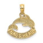 14K Textured NAGS HEAD with Dolphin Charm