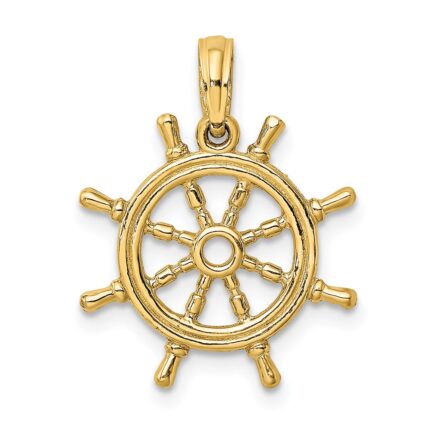14K 3-D Ships Wheel Charm