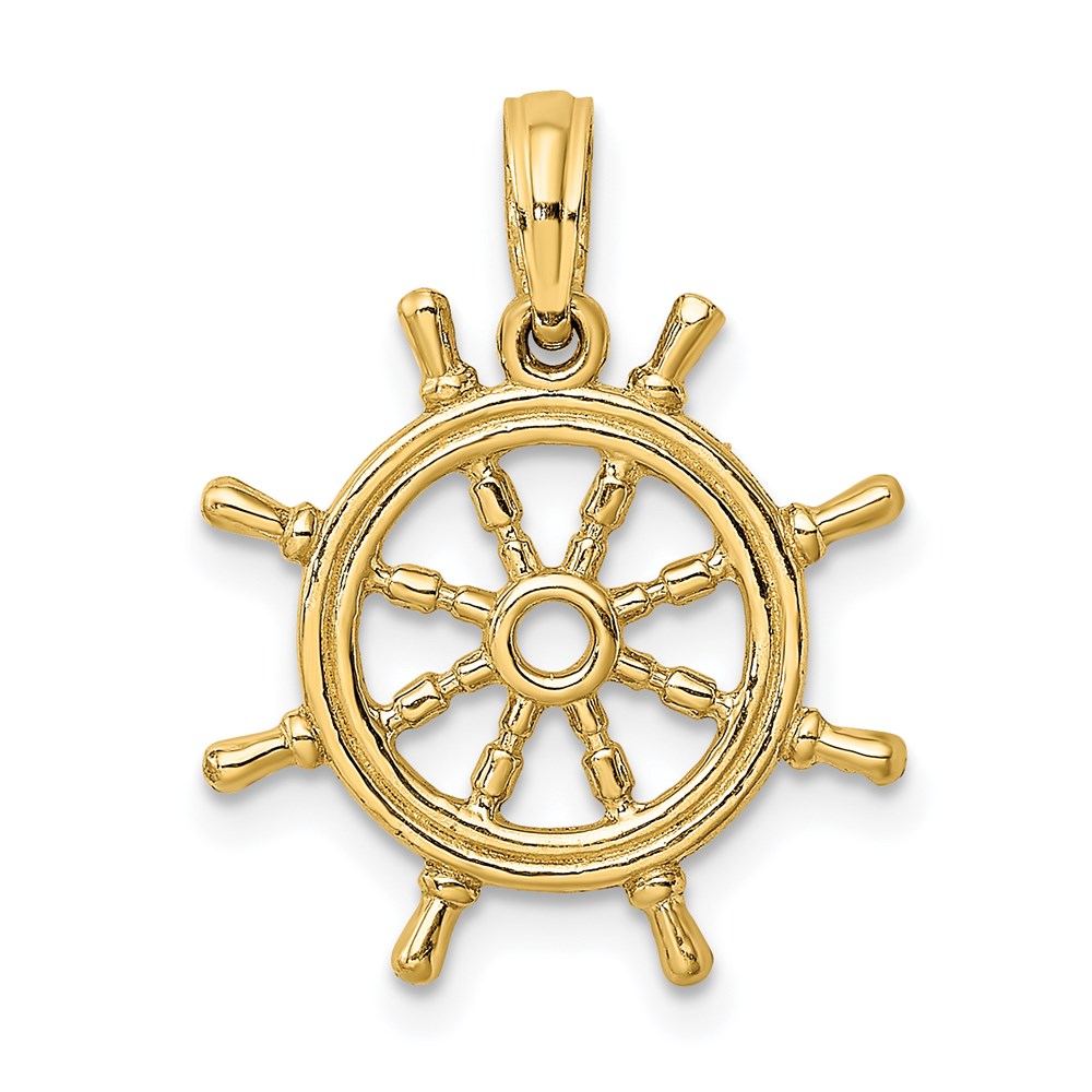 K8046.jpg 14K 3-D Ships Wheel Charm - Image 1