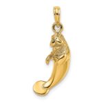 14K 3-D Polished Manatee Charm