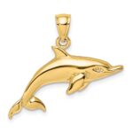14K Polished Swimming Dolphin Charm