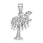 14K White Gold Polished Charleston Palm Tree Charm - Image 4