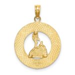 14K BLOCK ISLAND RI Circle with Map Charm - Image 4