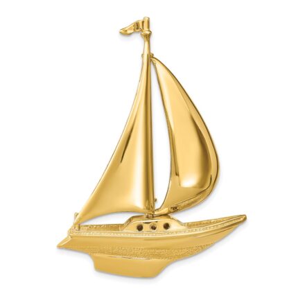 14K Large 3-D Sailboat with Moveable Sail Omega Slide