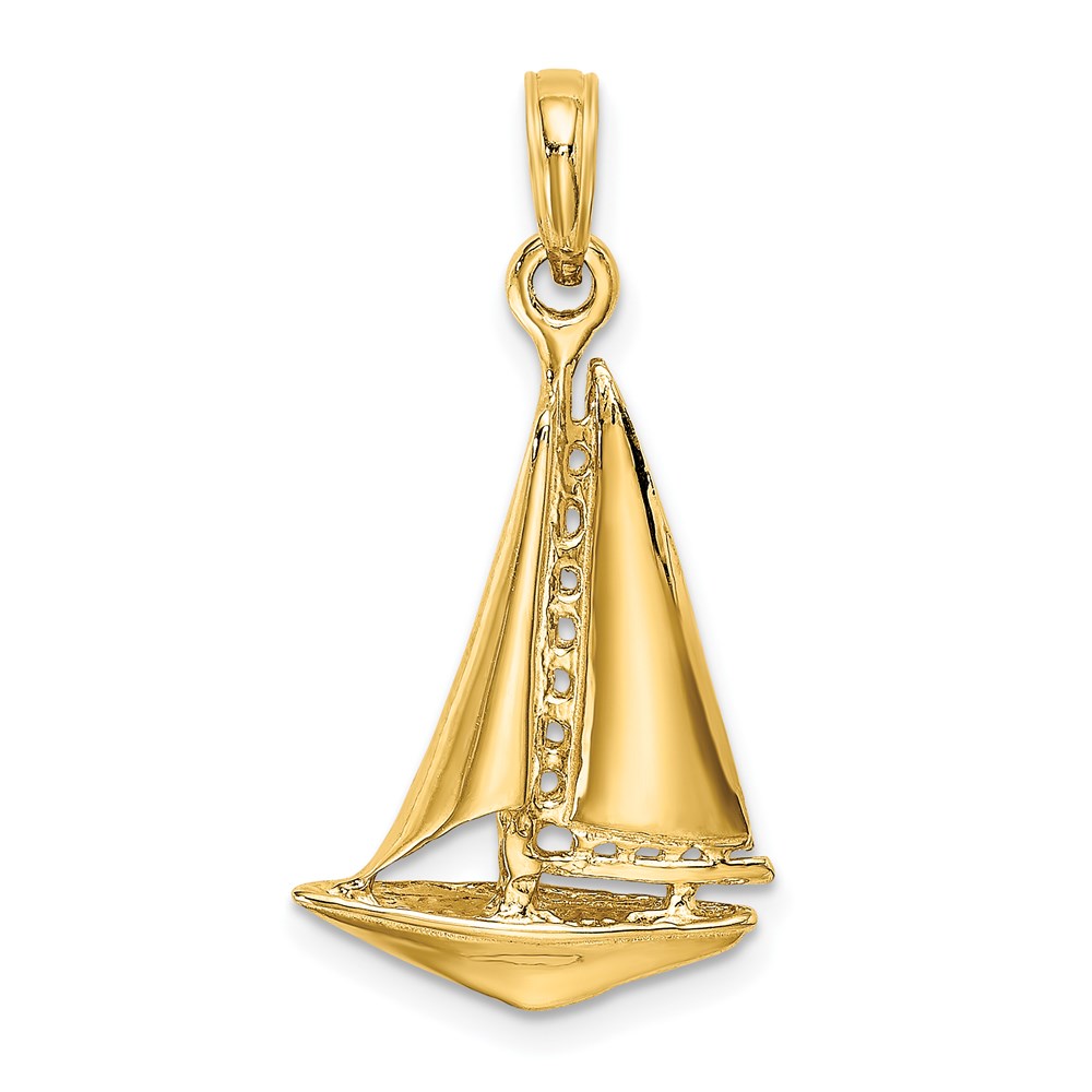 K8098.jpg 14K 3-D Polished Sailboat Charm - Image 1